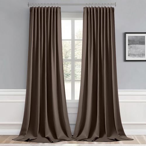 Chocolate Brown Back Tab Blackout Curtains 52x96 Inch Long 2 Panels (2 Count)