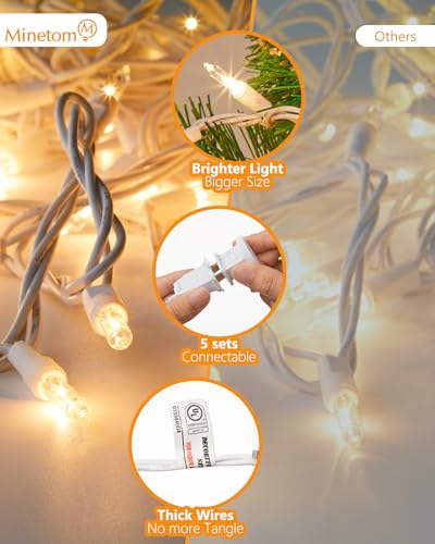 Clear Christmas String Lights 100 Count 26.5 Feet Incandescent Bulb Mini Lights for Indoor Xmas Tree Garland Birthday Wedding Party Festival Decoration (53 Foot)