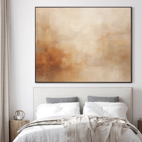 60"x72" Extra Large Framed Wall Art Beige Abstract Minimalist Neutral Illustration for Home Living Room Bedroom Decor