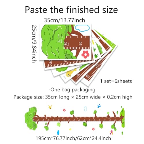 Tree Self adheve Vinyl Nursery Wall Decal Baby Growth Chart Sticker for Bedroom Play Room