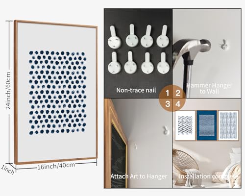 Navy Blue White Framed Canvas Wall Art Set (3 Count)