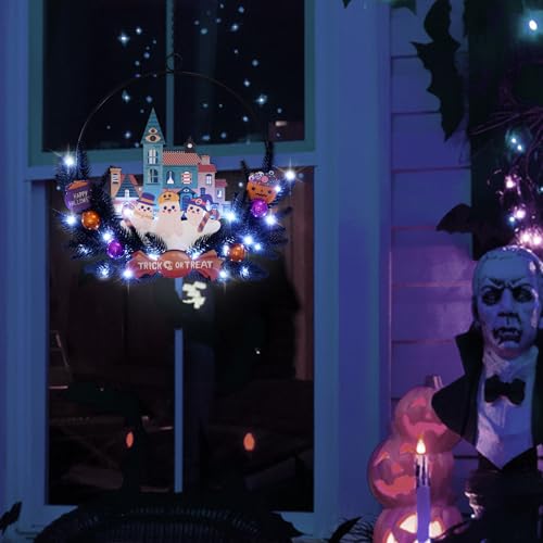 Lighted Halloween Wreaths for Front Door