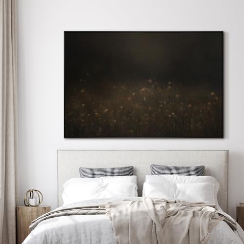 46"x72" Extra Large Framed Wall Art Dark Floral Meadow Moody Wildflower Field in Deep Earthy Tones Illustration for Home Living Room Bedroom Decor