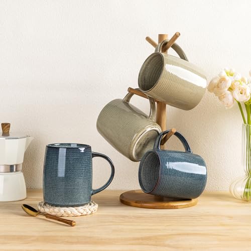 Large Ceramic Coffee Mugs Set of 6 (6 Count)