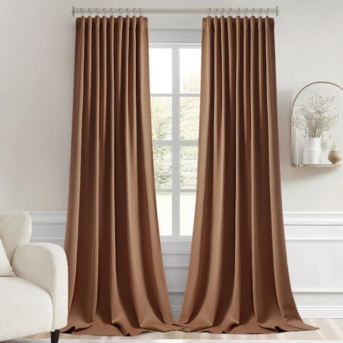 Cappuccino Brown Back Tab Blackout Curtains 52x120 Inch 2 Panels Set (2 Count)