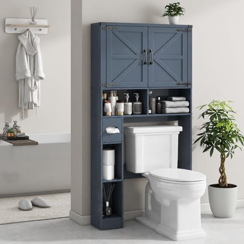 Over The Toilet Storage Cabinet with 2 Barn Doors