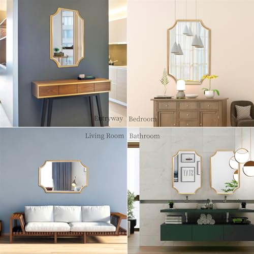 24"x36" Gold Foil Metal Scalloped Decorative Wall Mirror