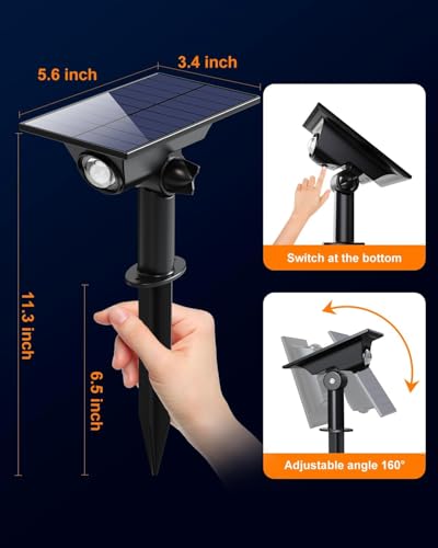 6 Pc Solar Power Spotlight Outdoor Waterproof Landscape with 3 Bright Modes (6 Count)