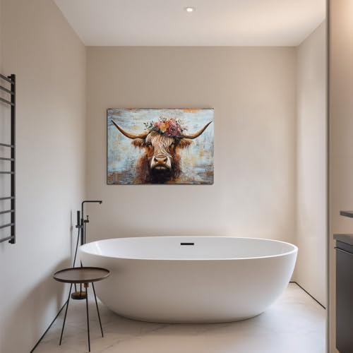 Canvas Wall Art Decor Wall Art Picutures for Living Room Artwork for Wall Decor Highland Cow Wall Art Prints Vintage Wall Art Decor Artwork for Walls Home Bedroom Office Decorations 24" X 36"
