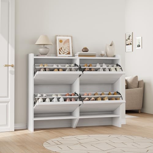 Shoe Cabinet with 4 Flip Drawers