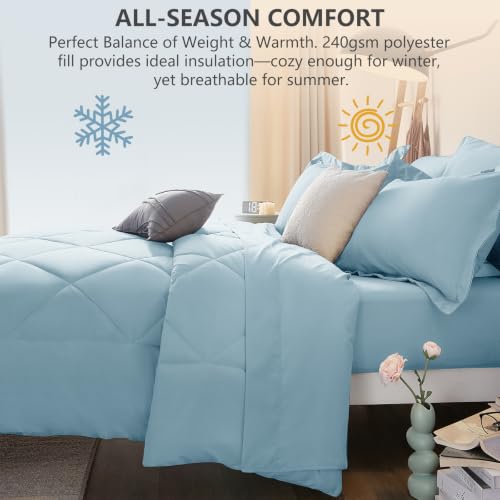 Twin XL Comforter Set 68"x88" Light Blue