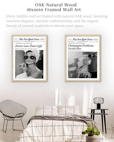 16x20in Audrey Hepburn Better Late Than Ugly Framed Bathroom Art