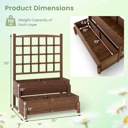 2 Tier Raised Garden Bed with Trellis & Legs