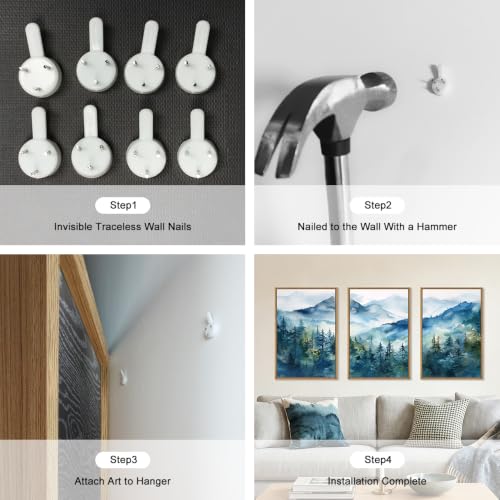 Blue Ridge Mountain Forest Framed Canvas Wall Art Set (3 Count)