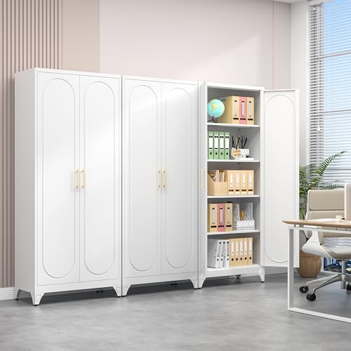 75" Tall Metal Kitchen Pantry Storage Cabinet with Doors and Shelves