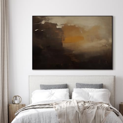 46"x72" Extra Large Framed Wall Art Abstract Dark Horizon Moody Landscape Illustration for Home Living Room Bedroom Decor