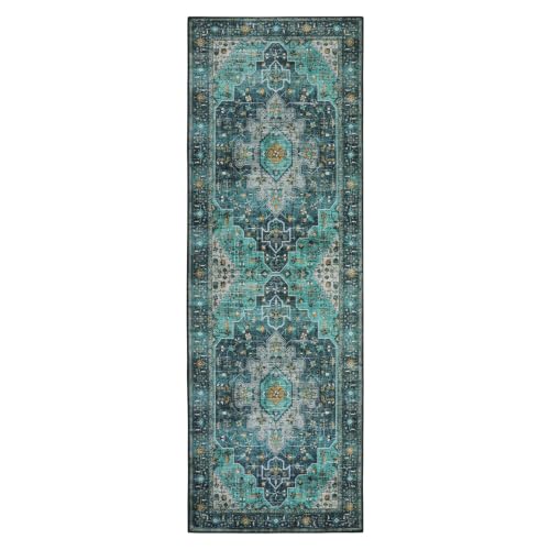 Ultra Thin Washable Teal Non Slip Bathroom Rug