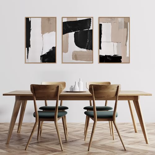 Large Framed Neutral Abstract Canvas Wall Art