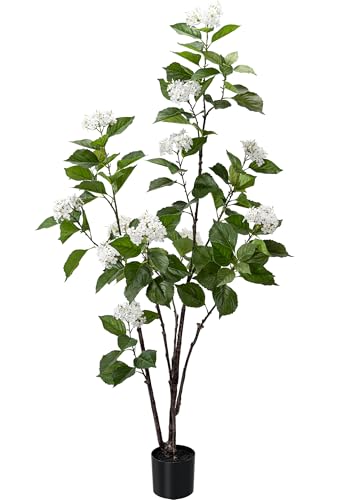 Fake Plants Home Decor Artificial Plants Outdoor Hydrangea Artificial Plants Indoor Fake Tree Living Room Decor Artificial Tree Porch Decor Fiddle Leaf Fig Tree 6Ft