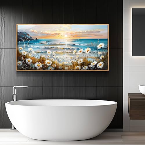 Large Canvas Print Wall Art Farmhouse Bedroom Wall Decor For Living Room Restaurant Office Flowers Marine Landscape Painting Nature Beach picture Artwork Poster Modern Home Decor 24x48 In
