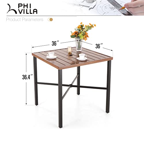 36" x 36" x 36.4"H Square Iron Bar Height Patio Table for 4