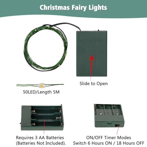 2 Pack Timer Fairy Lights Battery Operated (100 Count)
