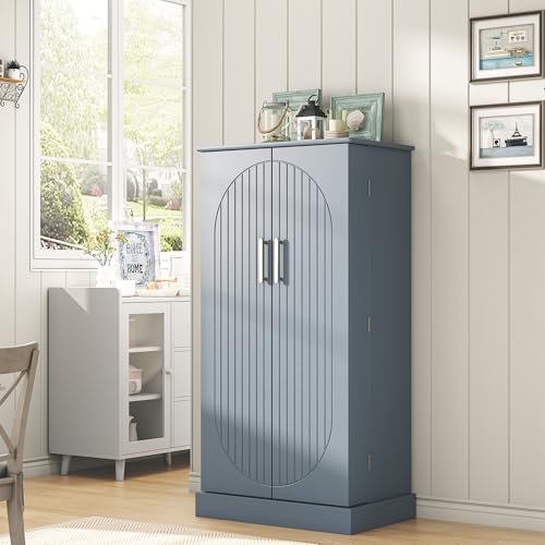 47" Kitchen Pantry Cabinet with Doors and Adjustable Shelves