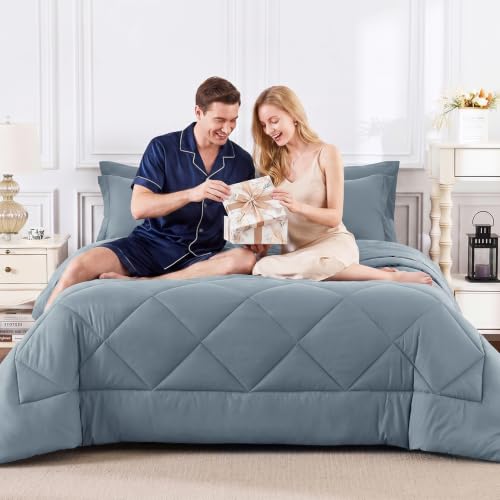 Full Comforter Set 82"x86" Dusty Blue