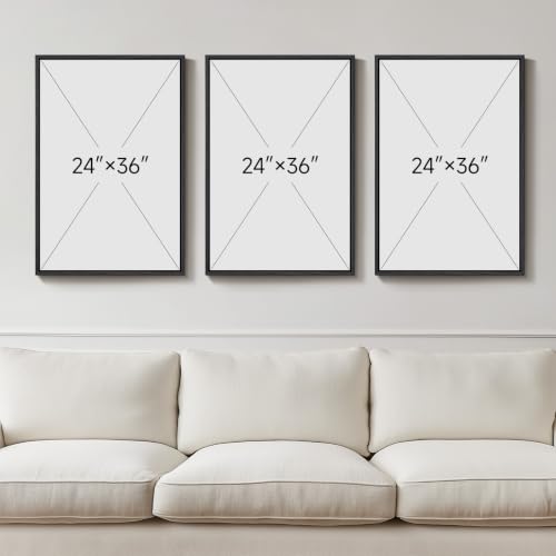Large Framed Neutral Abstract Geometric Wall Art Set (3 Count)