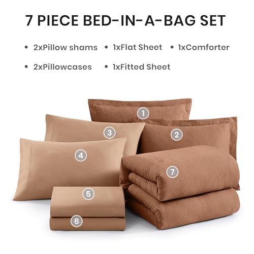 Queen Comforter Set 7 Pieces Autumn Leaf Bed in a Bag