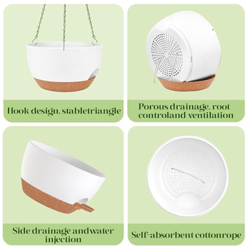 2 Pack 10 Inch Self Watering Hanging Planters for Indoor Plants (2 Count)