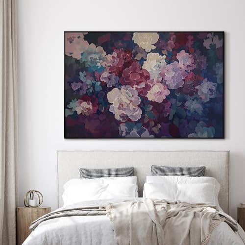 46"x72" Extra Large Framed Wall Art Bold Peony Bloom in Colorful Impressionist Style