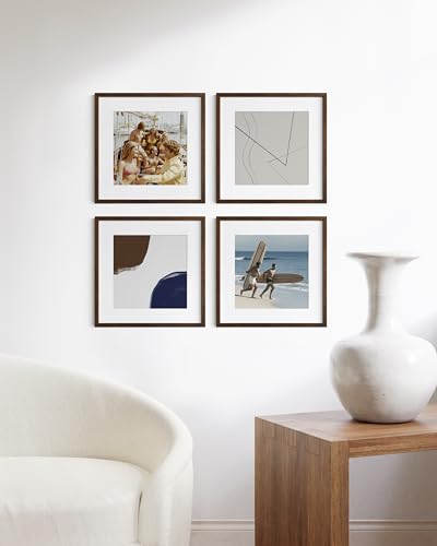 Walnut Square Frames Set of 4 (4 Count)