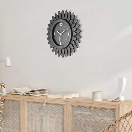 Wall Clock Battery Operated 12 Inch Rustic Wooden Boho Sunburst Decorative Wall Clock Silent Non