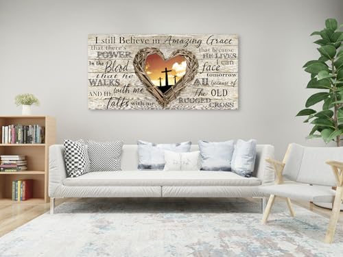 Amazing Grace Christian Wall Art Canvas Cross Decor