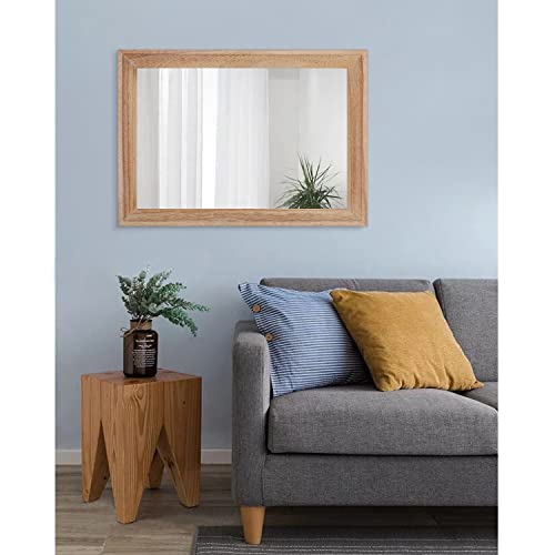 Rustic Mirrors for Wall Rectangle Wooden Frame Hanging Mirror for Bedroom Bathroom Living Room Entryway Large 26"x18"