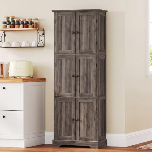 63.2" Tall Bathroom Storage Cabinet with 6 Doors