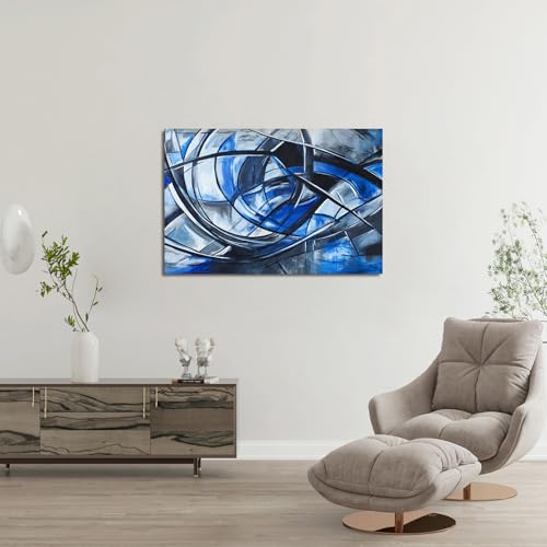 Abstract Wall Art Decor Modern Wall Art Pictures for Living Room Canvas Art Wall Decor Abstract Blue Wall Art Prints Artwork for Walls Black and White Wall Art Decorations Home Office Decor 24" X 36"