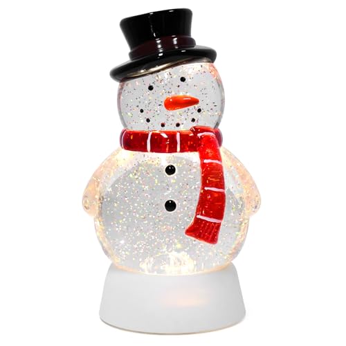 Christmas Snow Globe Snowman Lighted Musical Glitter Globe Battery Operated or USB Powered with Timer Water Glittering Snowing Globe for Christmas Party Home Table Decorations Gifts