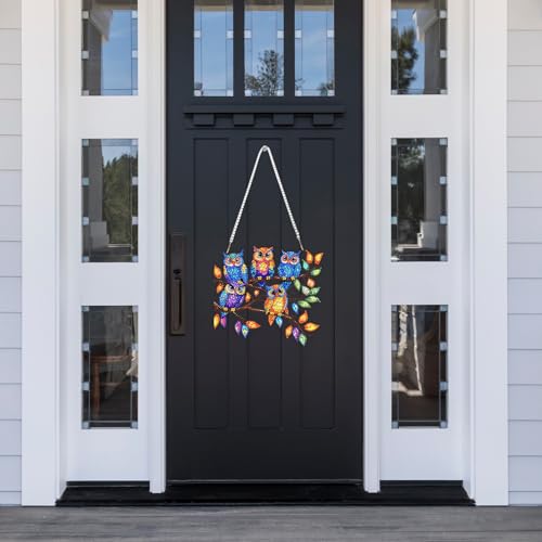 DIY Colorful Owls Diamond Painting Hanging Ornament