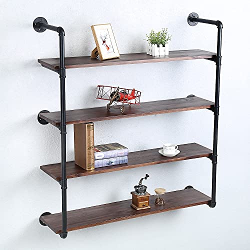 Industrial Pipe Shelves With Wood Planks