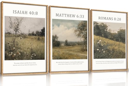 Large Bible Christian Scripture Framed Canvas Wall Art Set