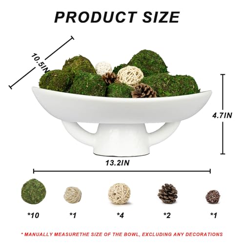 Elegant Ceramic Bowl with Moss Ball Set
