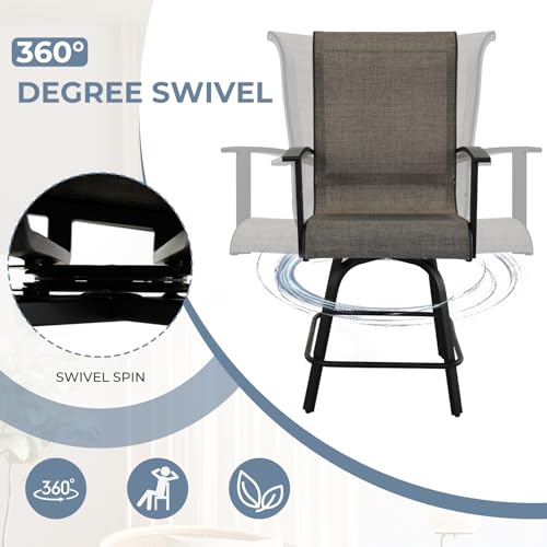 Outdoor Swivel Bar Stools Set of 2 with Armrests (2 Count)