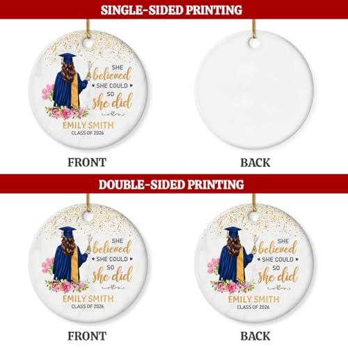 Personalized Graduation Christmas Ornament Class of 2024 Graduate Ceramic Ornaments Graduation Keepsake Gifts Xmas Tree Decorations