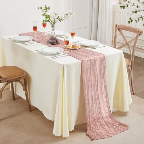 6 Pack Dusty Pink Cheesecloth Table Runner 35×120 Inch Fall Boho Home Decor (5.28 Ounce)