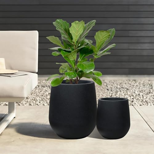 16.9" H Large Tall Plastic Black Planter w