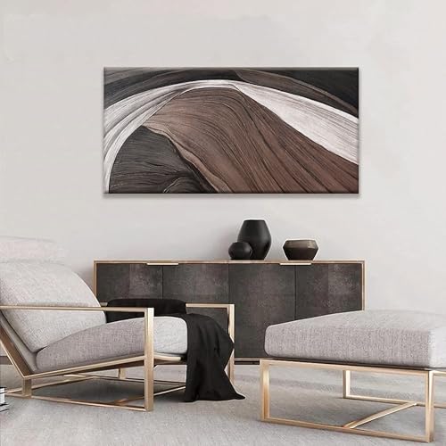 Canvas Art Wall Decor Brown Abstract Wall Art For Living Room Modern Canvas Prints Pictures Black And White Wall Art For Hotel Home Wall Decor 24x48 Inch