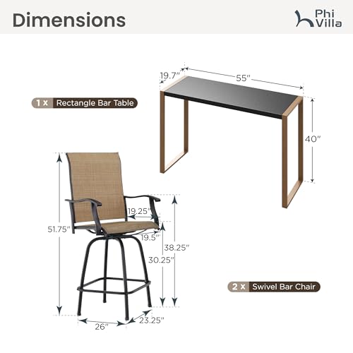 Bar Height Patio Table and Chairs 3 Piece (3 Count)