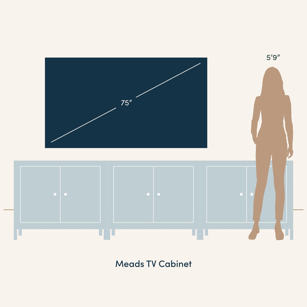 Meads Mid Century Modern Cabinet or TV Stand with Doors (3 Count)